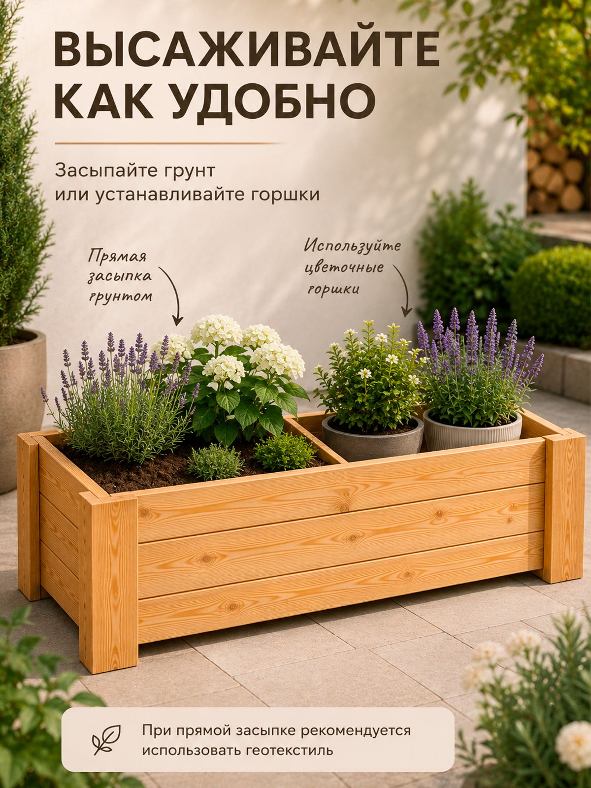 Кашпо-клумба из лиственницы 128х43х41 см